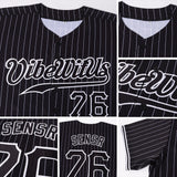 Custom Black White Pinstripe Black-White Authentic Baseball Jersey