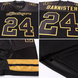 Custom Black Black-Gold Mesh Authentic Football Jersey