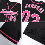 Custom Black Pink-White Authentic Baseball Jersey