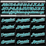 Custom Black Aqua Pinstripe Teal-White Authentic Baseball Jersey