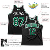 Custom Black Kelly Green-White Authentic Throwback Basketball Jersey