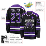 Custom Black Purple-White Hockey Jersey