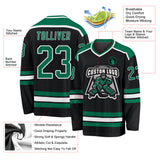 Custom Black Kelly Green-White Hockey Jersey