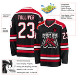 Custom Black White-Red Hockey Jersey