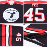 Custom Black White-Red Hockey Jersey