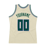 Custom Cream Hunter Green-Royal Authentic Throwback Basketball Jersey