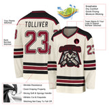 Custom Cream Crimson-Black Hockey Jersey