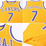 Custom Gold Purple-White Authentic Throwback Basketball Jersey