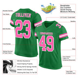 Custom Grass Green Pink-White Mesh Authentic Football Jersey