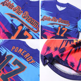 Custom Royal Navy-Orange 3D Pattern Design Palm Trees Authentic Baseball Jersey