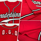 Custom Red White-Black Authentic Baseball Jersey