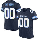 Custom Navy White-Light Blue Mesh Authentic Football Jersey