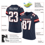 Custom Navy White-Red Mesh Authentic Football Jersey