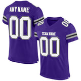 Custom Purple White-Gray Mesh Authentic Football Jersey