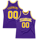 Custom Purple Gold-White Authentic Throwback Basketball Jersey