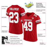 Custom Red White-Gray Mesh Authentic Football Jersey