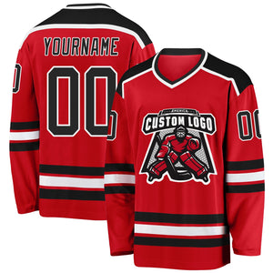 Custom Red Black-White Hockey Jersey