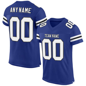 Custom Royal White-Black Mesh Authentic Football Jersey