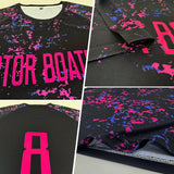 Custom Black Pink-Light Blue Sublimation Soccer Uniform Jersey