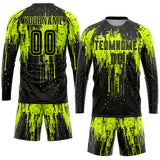 Custom Neon Green Black Sublimation Soccer Uniform Jersey