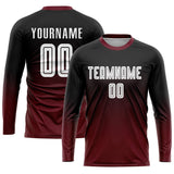 Custom Black White-Crimson Sublimation Fade Fashion Soccer Uniform Jersey