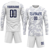 Custom White Navy Sublimation Soccer Uniform Jersey