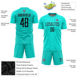 Custom Aqua Black Sublimation Soccer Uniform Jersey