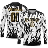 Custom White Black-Old Gold Sublimation Soccer Uniform Jersey