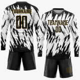 Custom White Black-Old Gold Sublimation Soccer Uniform Jersey