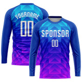 Custom Royal White Light Blue-Hot Pink Sublimation Soccer Uniform Jersey