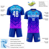 Custom Royal White Light Blue-Hot Pink Sublimation Soccer Uniform Jersey