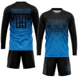 Custom Blue Black Sublimation Soccer Uniform Jersey