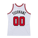 Custom White Red-Black Authentic Throwback Basketball Jersey