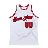 Custom White Red-Black Authentic Throwback Basketball Jersey