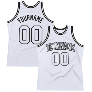 Custom White White-Black Authentic Throwback Basketball Jersey