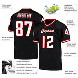 Custom Black White-Red Mesh Authentic Throwback Football Jersey