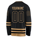 Custom Black Black-Old Gold Hockey Jersey