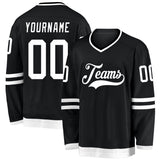 Custom Black White Hockey Jersey