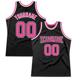 Custom Black Pink-White Authentic Throwback Basketball Jersey