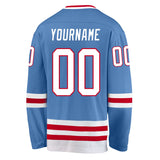 Custom Light Blue White-Red Hockey Jersey