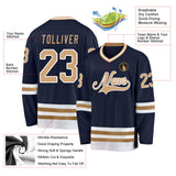 Custom Navy Old Gold-White Hockey Jersey