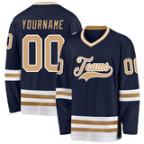 Custom Navy Old Gold-White Hockey Jersey