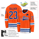 Custom Orange Royal-White Hockey Jersey