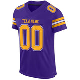 Custom Purple Gold-White Mesh Authentic Football Jersey