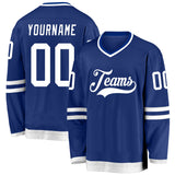 Custom Royal White Hockey Jersey