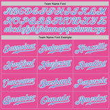 Custom Pink Light Blue-White Authentic Split Fashion Baseball Jersey