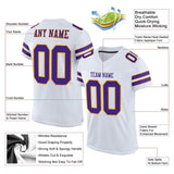 Custom White Purple-Gold Mesh Authentic Football Jersey