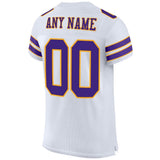 Custom White Purple-Gold Mesh Authentic Football Jersey