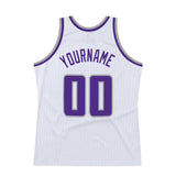 Custom White Purple-Gray Authentic Throwback Basketball Jersey