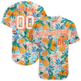 Custom White Orange 3D Pattern Design Fruit Authentic Baseball Jersey